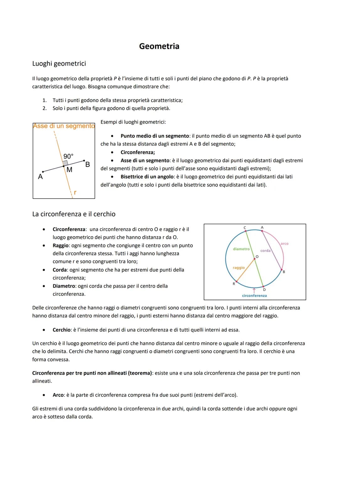 Luoghi geometrici
Il luogo geometrico della proprietà P è l'insieme di tutti e soli i punti del piano che godono di P. P è la proprietà
cara