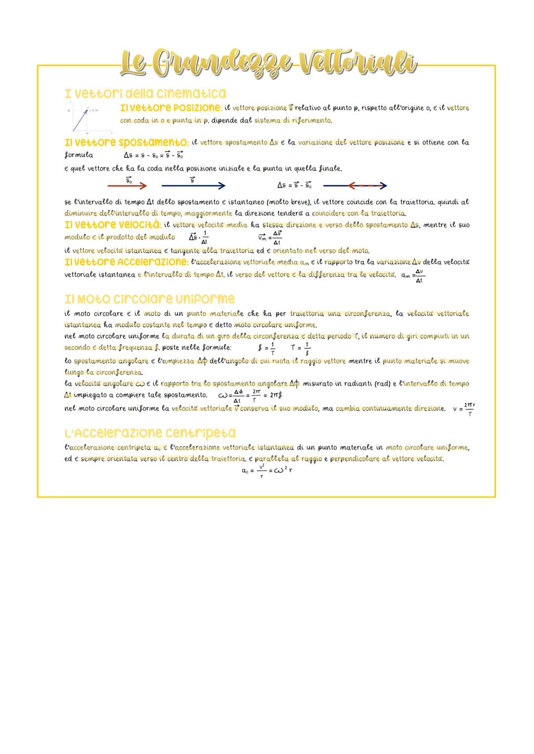 Le Grandlegge vettoriali
le grandezze scalari sono completamente specificate da un numero seguito dall'unità di misura (come intervallo di
t
