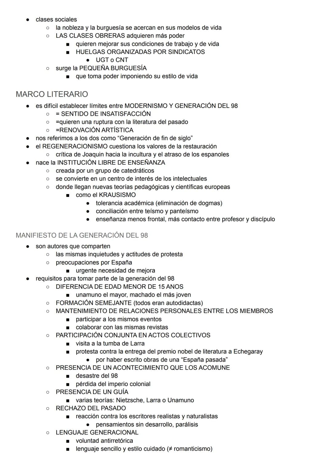 MODERNISMO Y GENERACIÓN DEL 98
MARCO HISTÓRICO
● En España el PACTO DE EL PARDO (1885) presenta la alternancia de los poderes entre
O LIBERA