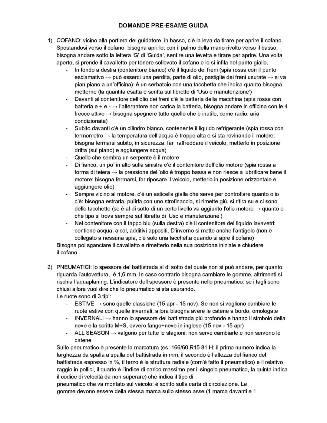 Materiale per l'esame pratico della patente B