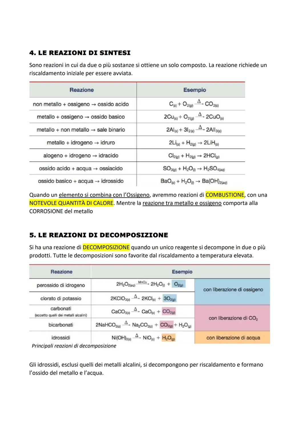 1. LE EQUAZIONI DI REAZIONE
Le REAZIONI CHIMICHE sono trasformazioni di sostanze dette REAGENTI, e altre sostanze dette
PRODOTTI. (reagenti 