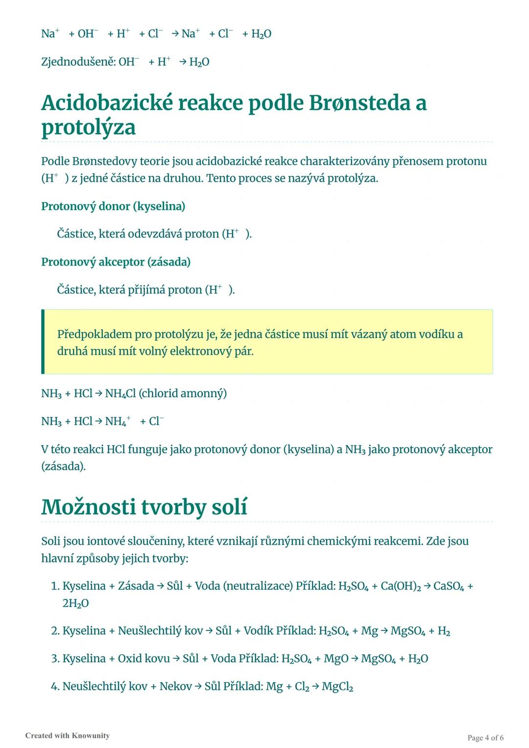 Přehled chemie: Kyseliny, zásady a
soli
Komplexní přehled kyseliny, zásad a solí, včetně neutralizace, acidobazických reakcí
podle Brønsteda