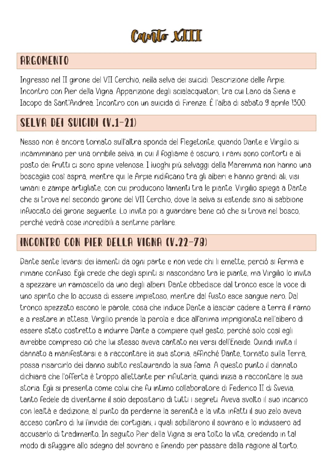 Canto XIII inferno