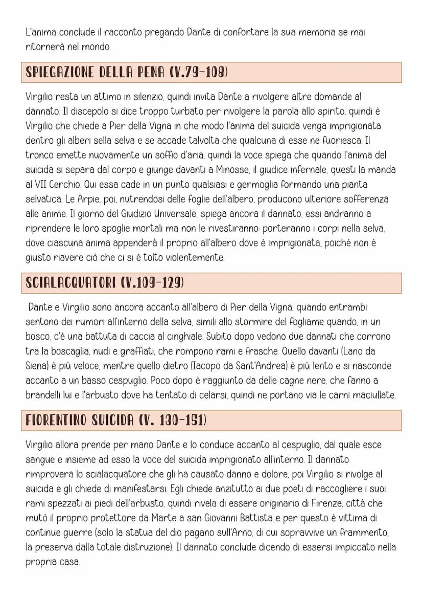 Canto XIII
ARGOMENTO
Ingresso nel II girone del VII Cerchio, nella selva dei suicidi. Descrizione delle Arpie.
Incontro con Pier della Vigna