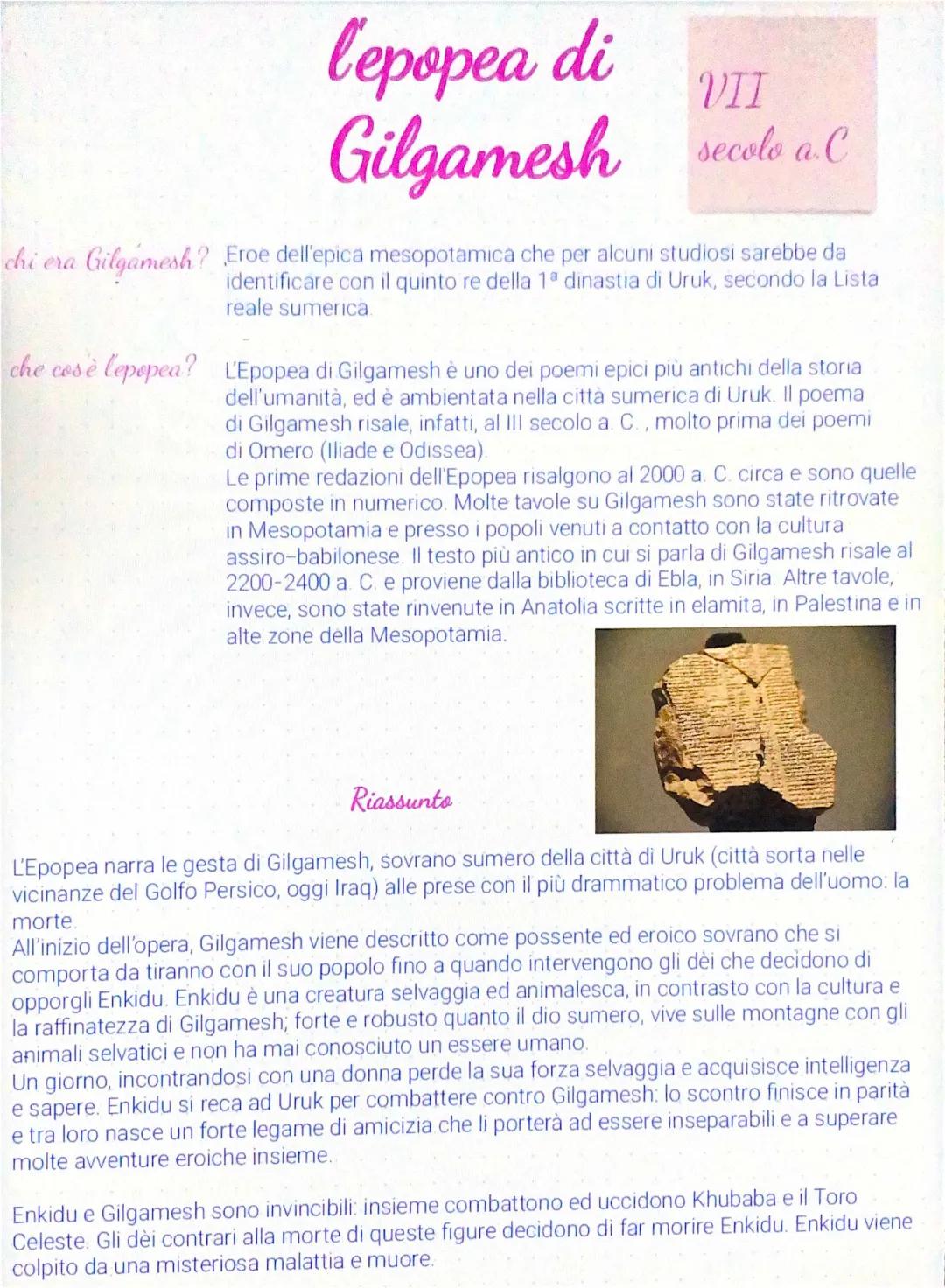 Epopea di Gilgamesh: Riassunto PDF e Mappa Concettuale per la Scuola Primaria