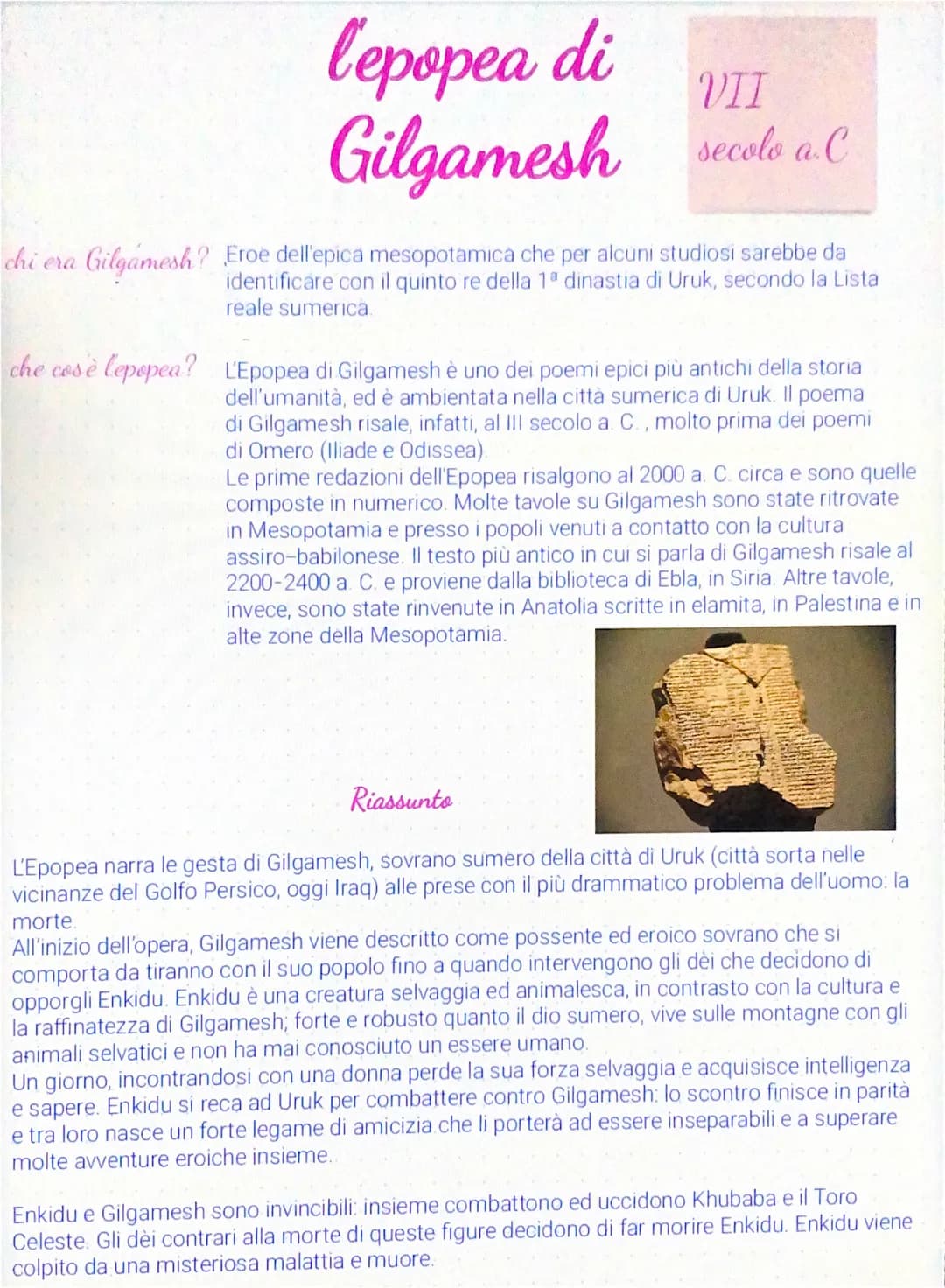 chi era
Gilgamesh?
l'epopea di
Gilgamesh secolo aC
VII
Eroe dell'epica mesopotamica che per alcuni studiosi sarebbe da
identificare con il q