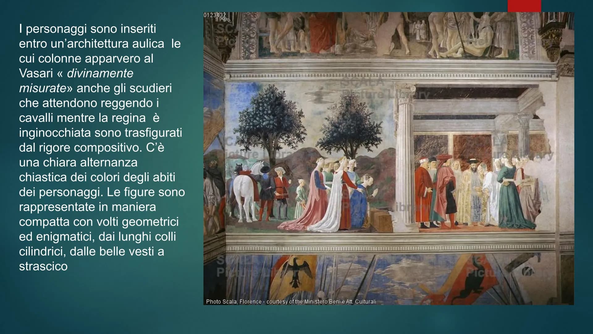 Piero Della Francesca (1420-1492)
Piero di Benedetto de' Franceschi
Pittore intellettuale di grande cultura, e
difficile da interpretare. Le