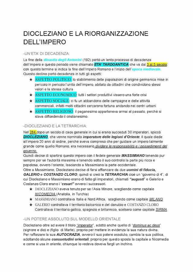 Know DIOCLEZIANO E LA RIORGANIZZAZIONE DELL'IMPERO thumbnail