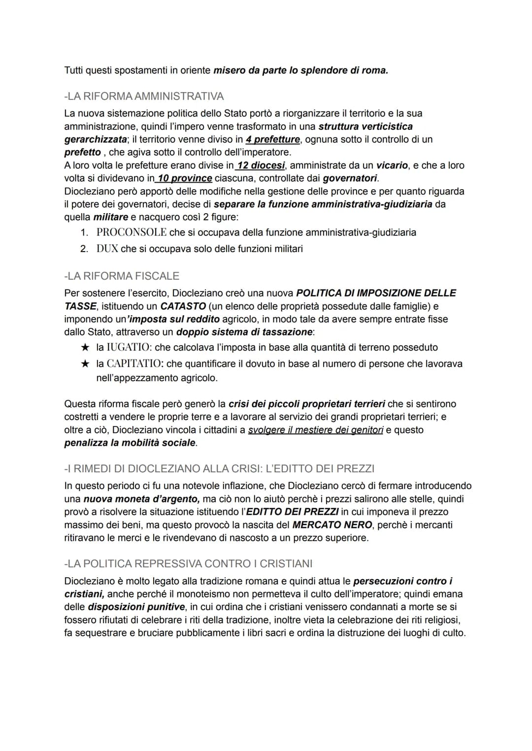 DIOCLEZIANO E LA RIORGANIZZAZIONE
DELL'IMPERO
-UN'ETA' DI DECADENZA:
La fine della dinastia degli Antonini (192) portò un lento processo di 