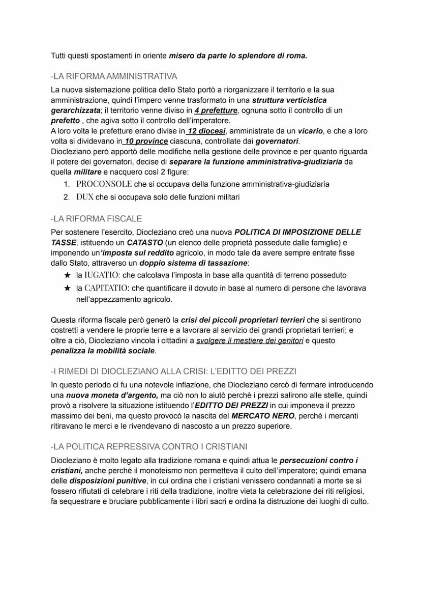 DIOCLEZIANO E LA RIORGANIZZAZIONE
DELL'IMPERO
-UN'ETA' DI DECADENZA:
La fine della dinastia degli Antonini (192) portò un lento processo di 