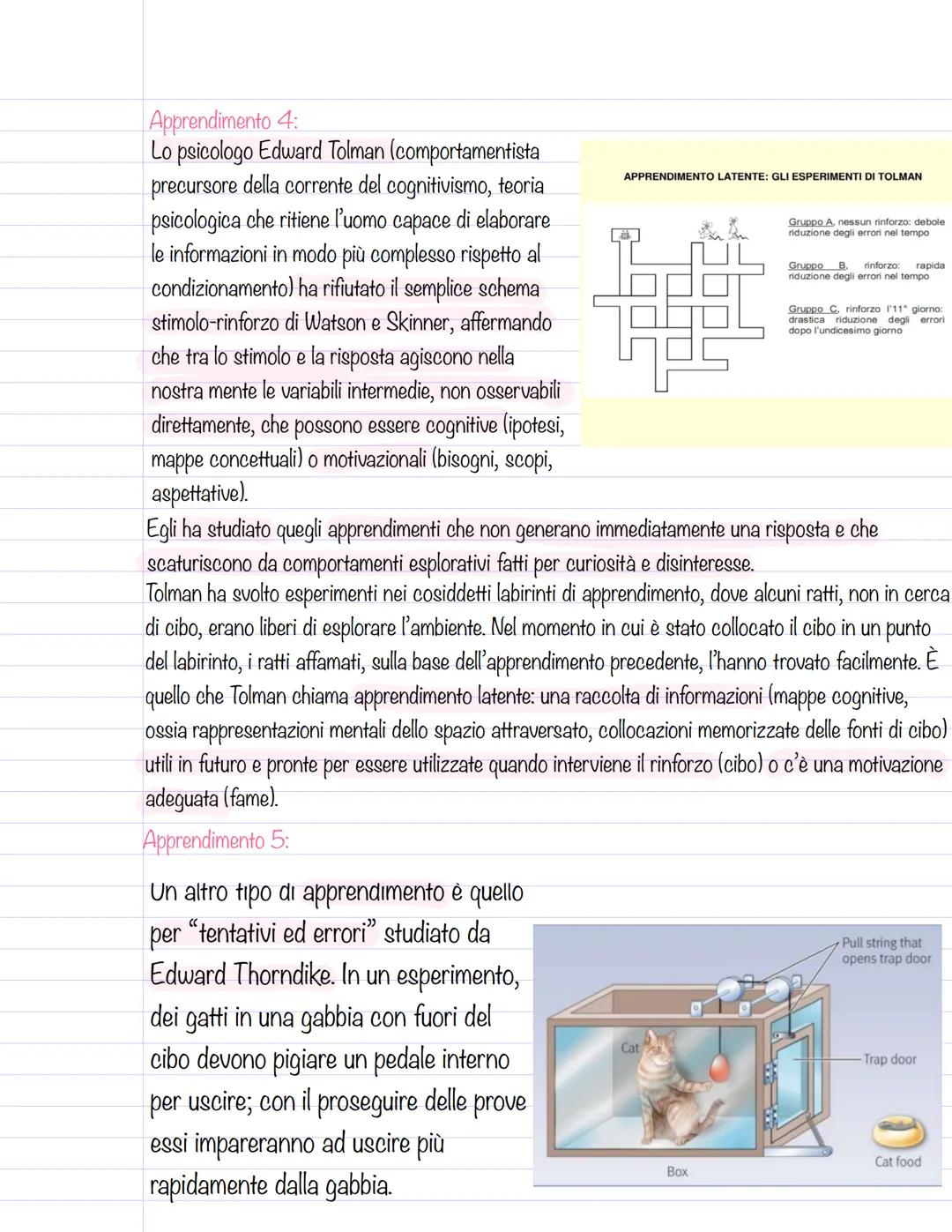 Come apprendiamo
L'apprendimento è qualsiasi variazione del comportamento (risposta) di un soggetto indotta
dall'esperienza (qualsiasi situa