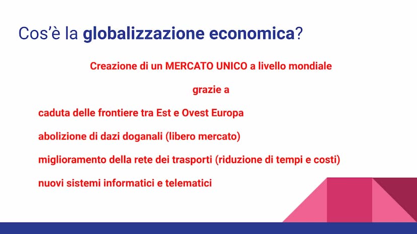 GLOBALIZZAZIONE COSA SI INTENDE PER GLOBALIZZAZIONE?
Interdipendenza tra i paesi, processo di
unificazione mondiale che porta a parlare del
