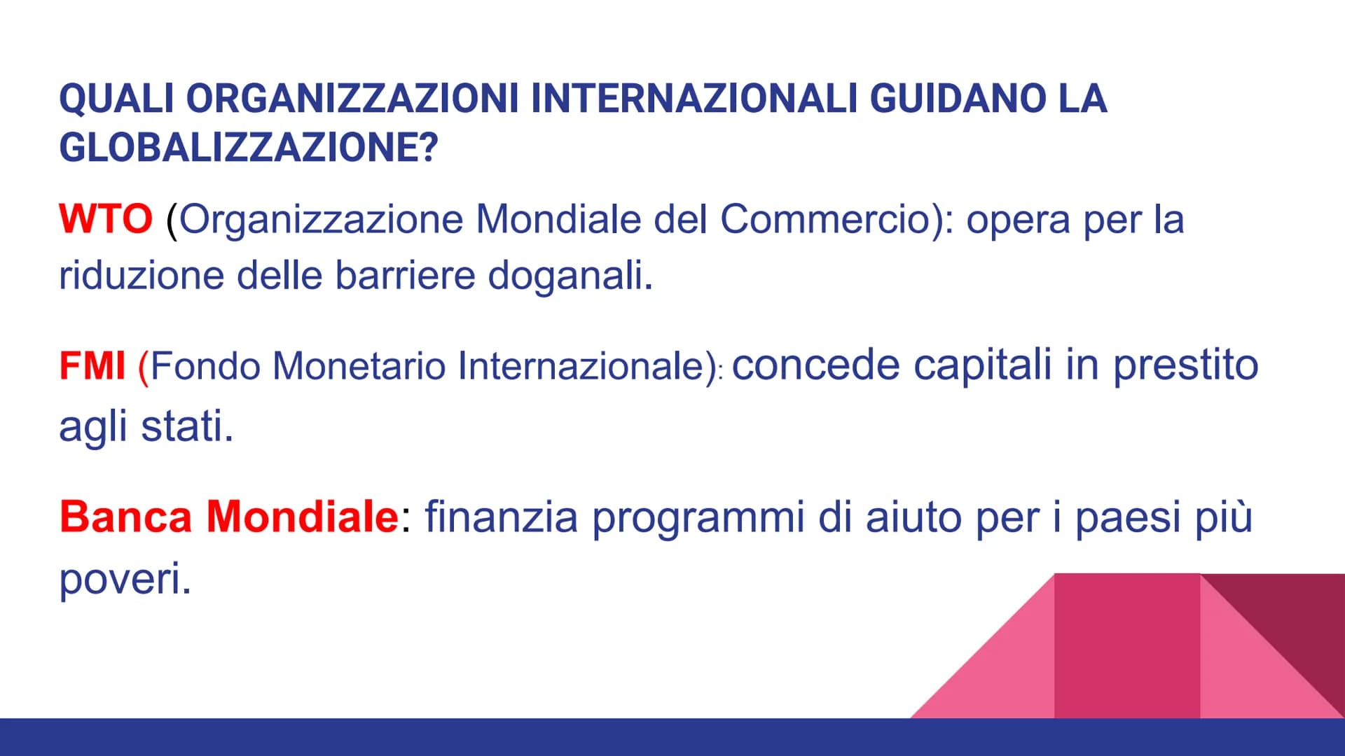GLOBALIZZAZIONE COSA SI INTENDE PER GLOBALIZZAZIONE?
Interdipendenza tra i paesi, processo di
unificazione mondiale che porta a parlare del
