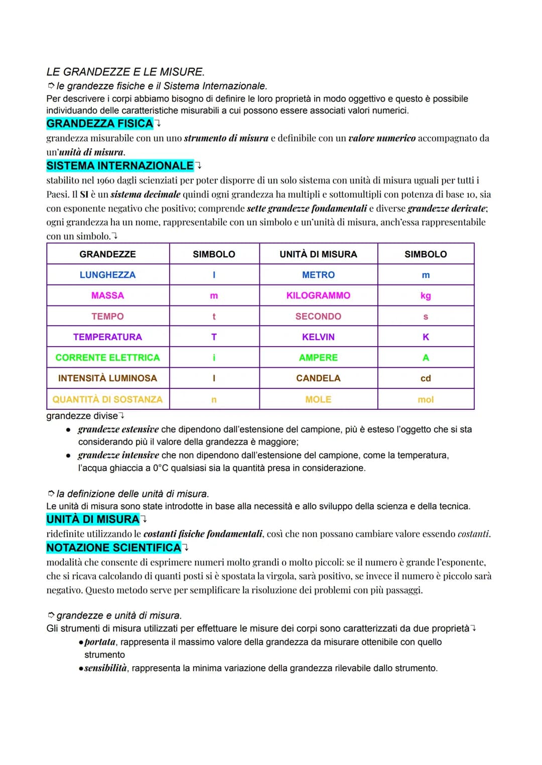 LE GRANDEZZE E LE MISURE.
➡le grandezze fisiche e il Sistema Internazionale.
Per descrivere i corpi abbiamo bisogno di definire le loro prop