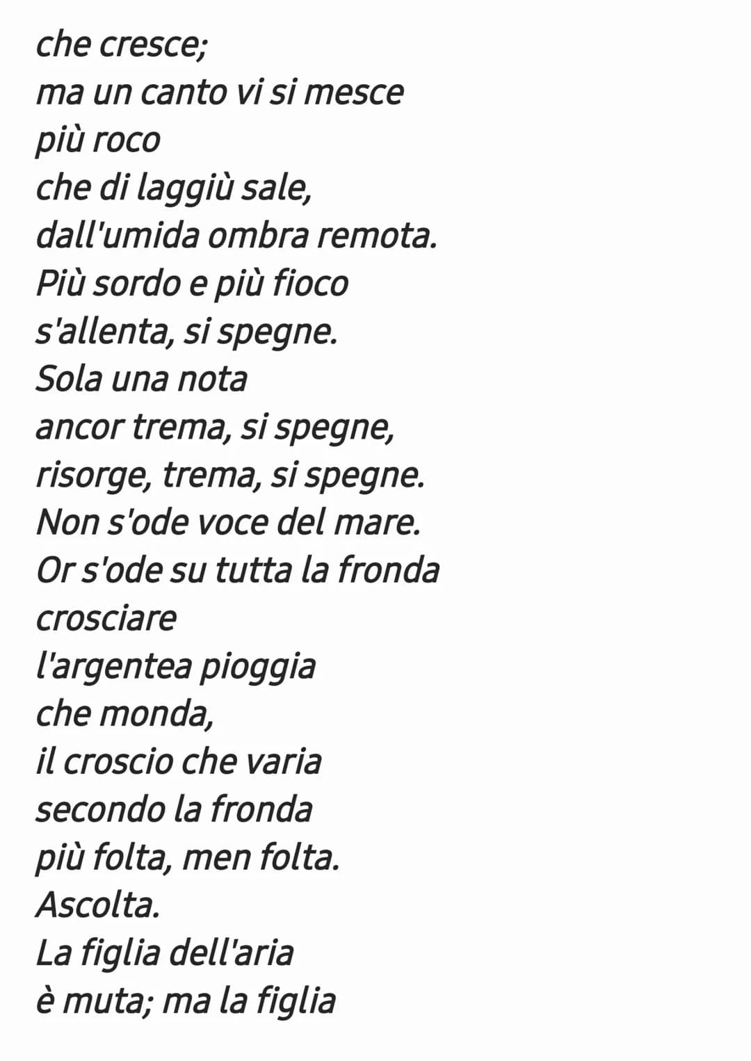 La Pioggia Nel Pineto
La lirica, pubblicata nel 1993, appartiene
alla sezione centrale di Alcyone, dedicata
all'estate. Il poeta, insieme a 