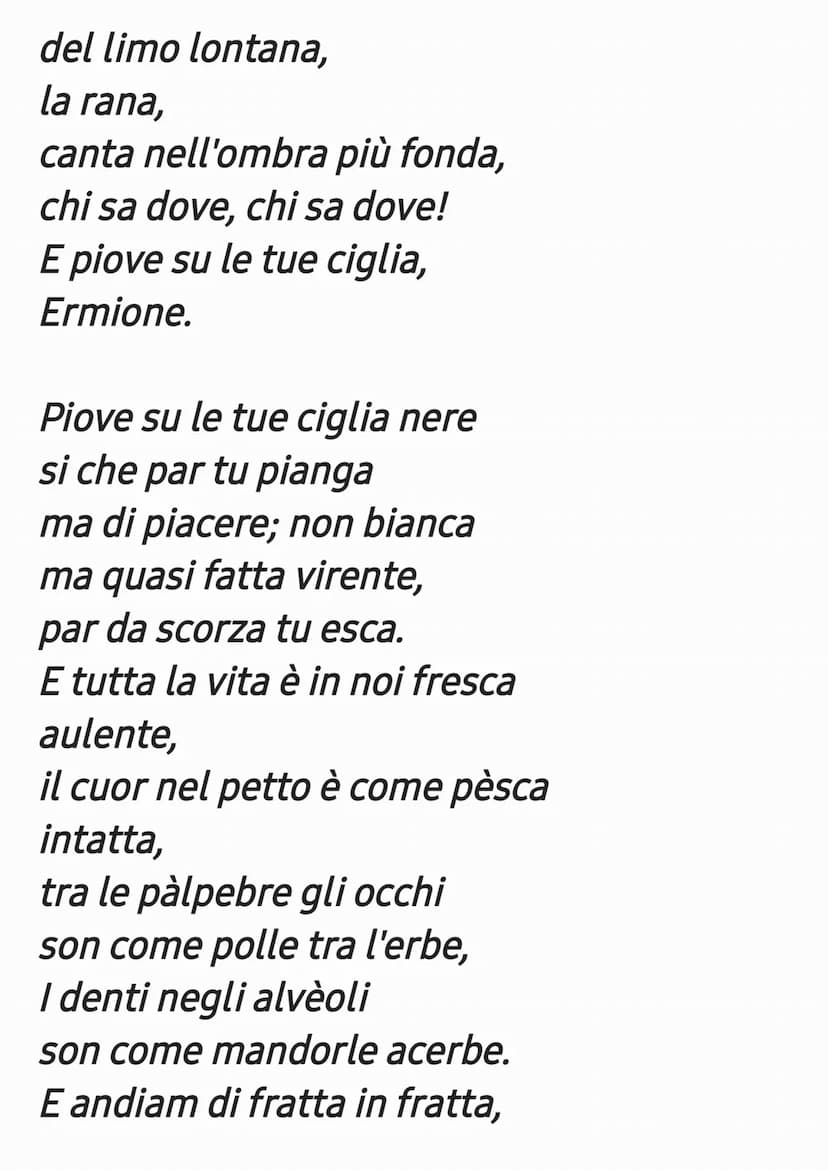 La Pioggia Nel Pineto
La lirica, pubblicata nel 1993, appartiene
alla sezione centrale di Alcyone, dedicata
all'estate. Il poeta, insieme a 