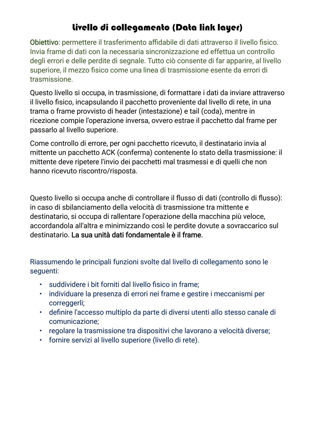 Le architetture di rete hanno una struttura gerarchica organizzata in livelli,
ciascuno dei quali interagisce con il livello superiore forne