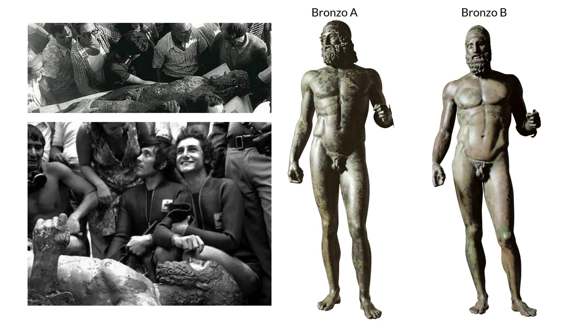 # I bronzi di Riace

460-430 a.c # Informazioni

Materiale: bronzo.

Provenienza: Grecia.

Data: V secolo a.c.

Raffigurazione: probabilment