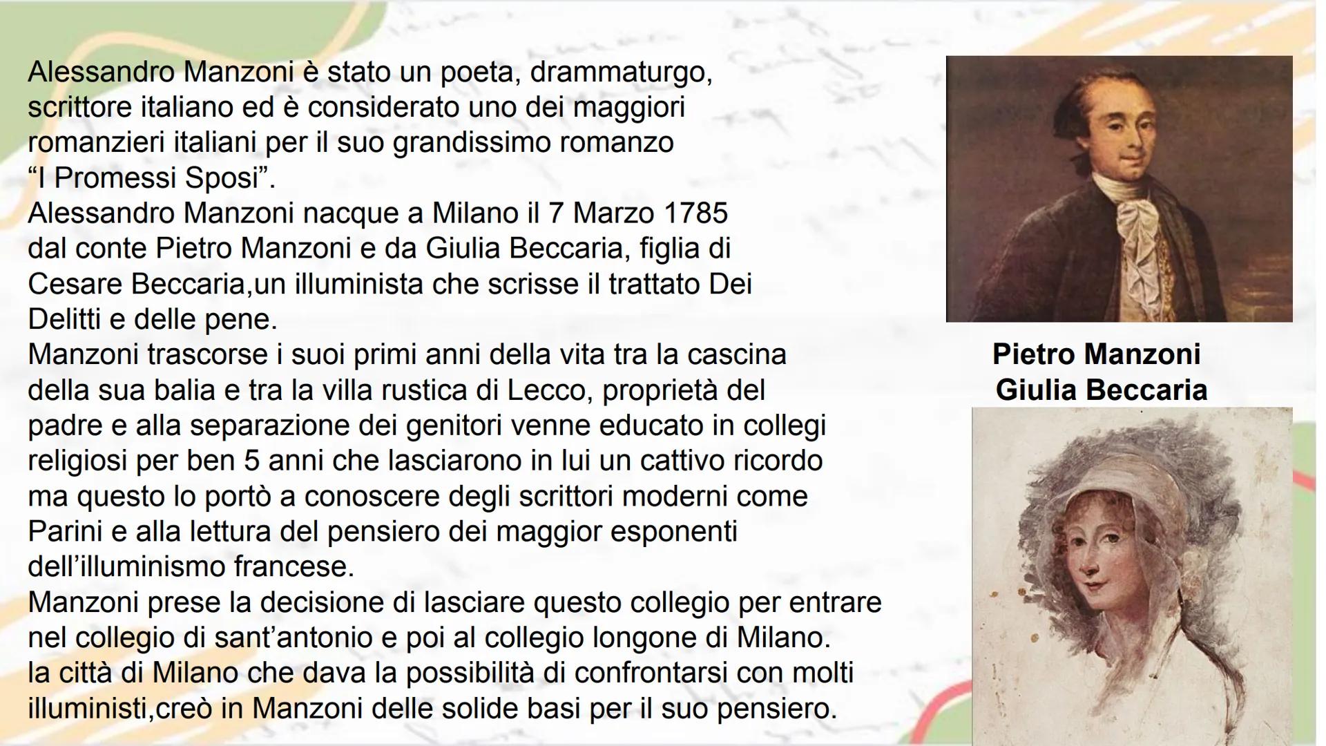 ~877~
Alessandro
Manzoni
Vita, pensiero e opere Alessandro Manzoni è stato un poeta, drammaturgo,
scrittore italiano ed è considerato uno de