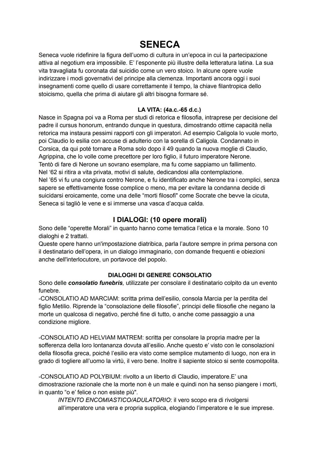 SENECA
Seneca vuole ridefinire la figura dell'uomo di cultura in un'epoca in cui la partecipazione
attiva al negotium era impossibile. E' l'