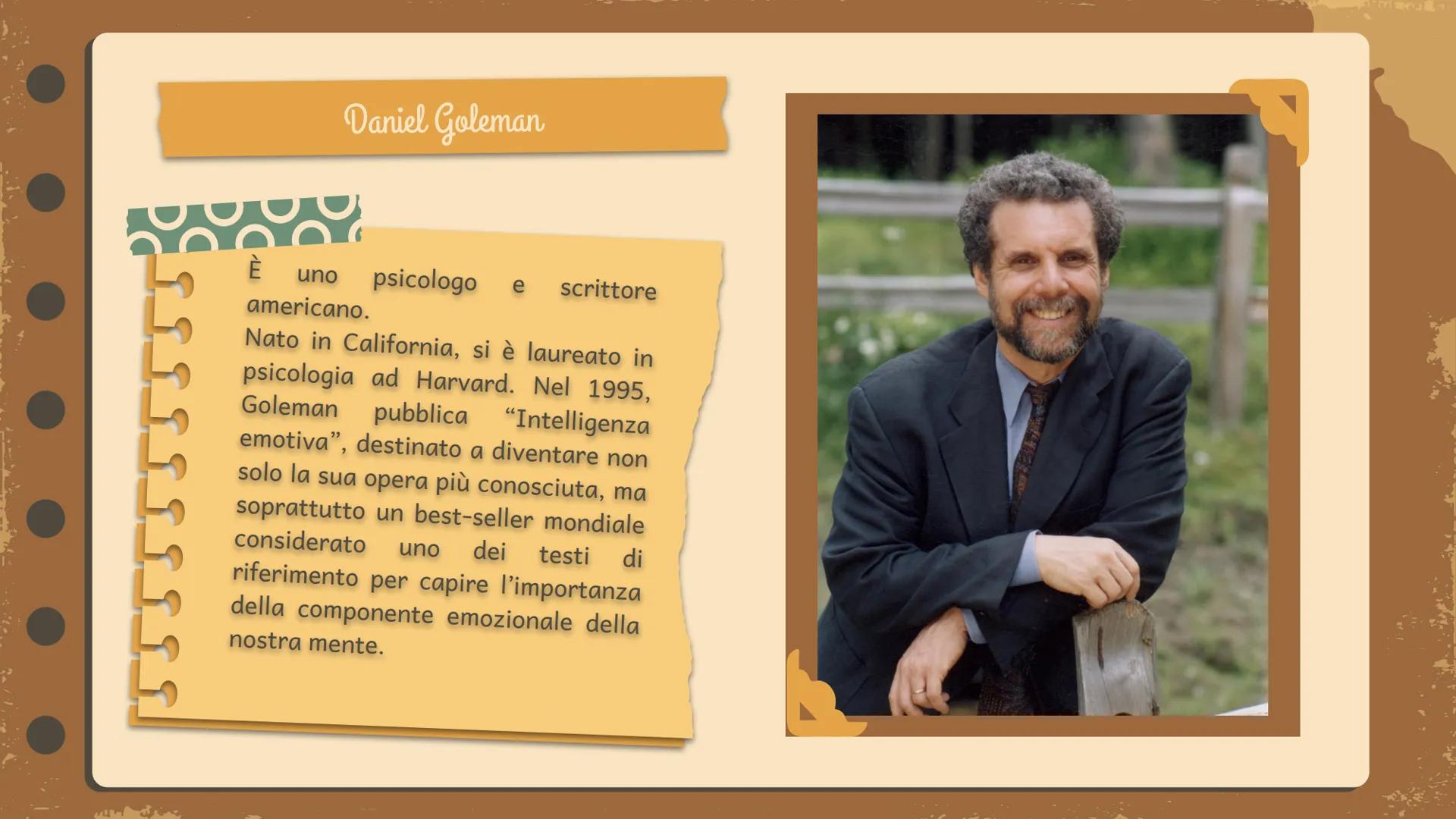 Daniel Goleman
E
L'intelligenza emotiva
Armela Vrapi 4^P 1
01 Daniel Goleman
02 Daniel Goleman: libri 04 Daniel Goleman e la teoria
dell'int