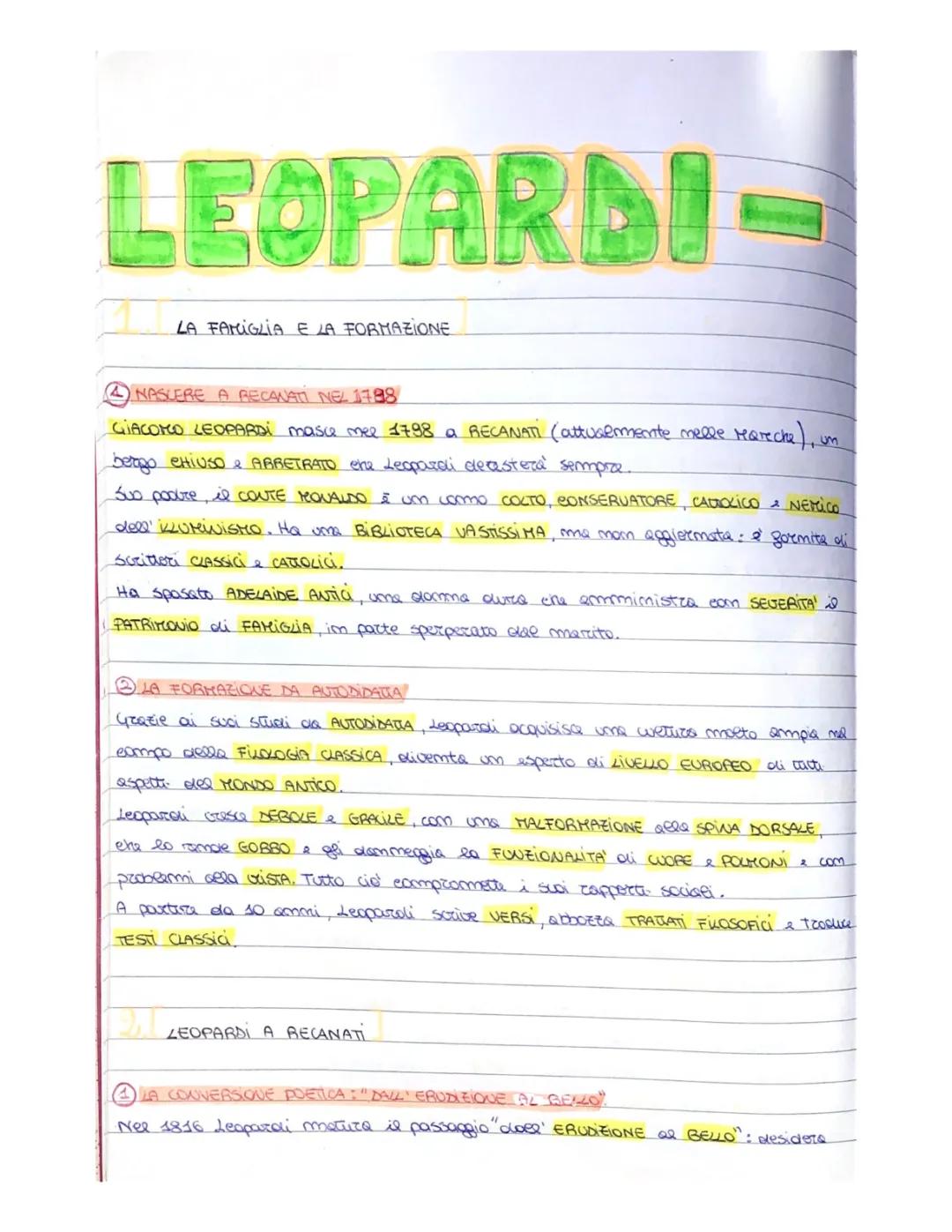 Giacomo Leopardi: Vita, Opere e Pessimismo - Riassunti e Schemi per la Scuola