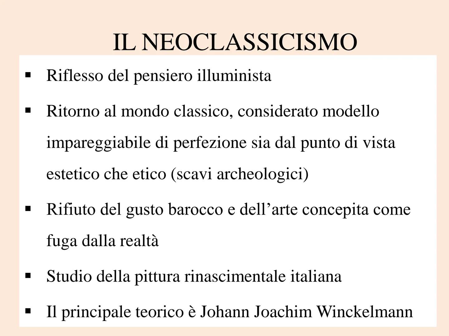 Contesto storico - politico
La vicenda del Neoclassicismo inizia verso la metà del XVIII secolo
(1750), per concludersi con la fine dell'imp