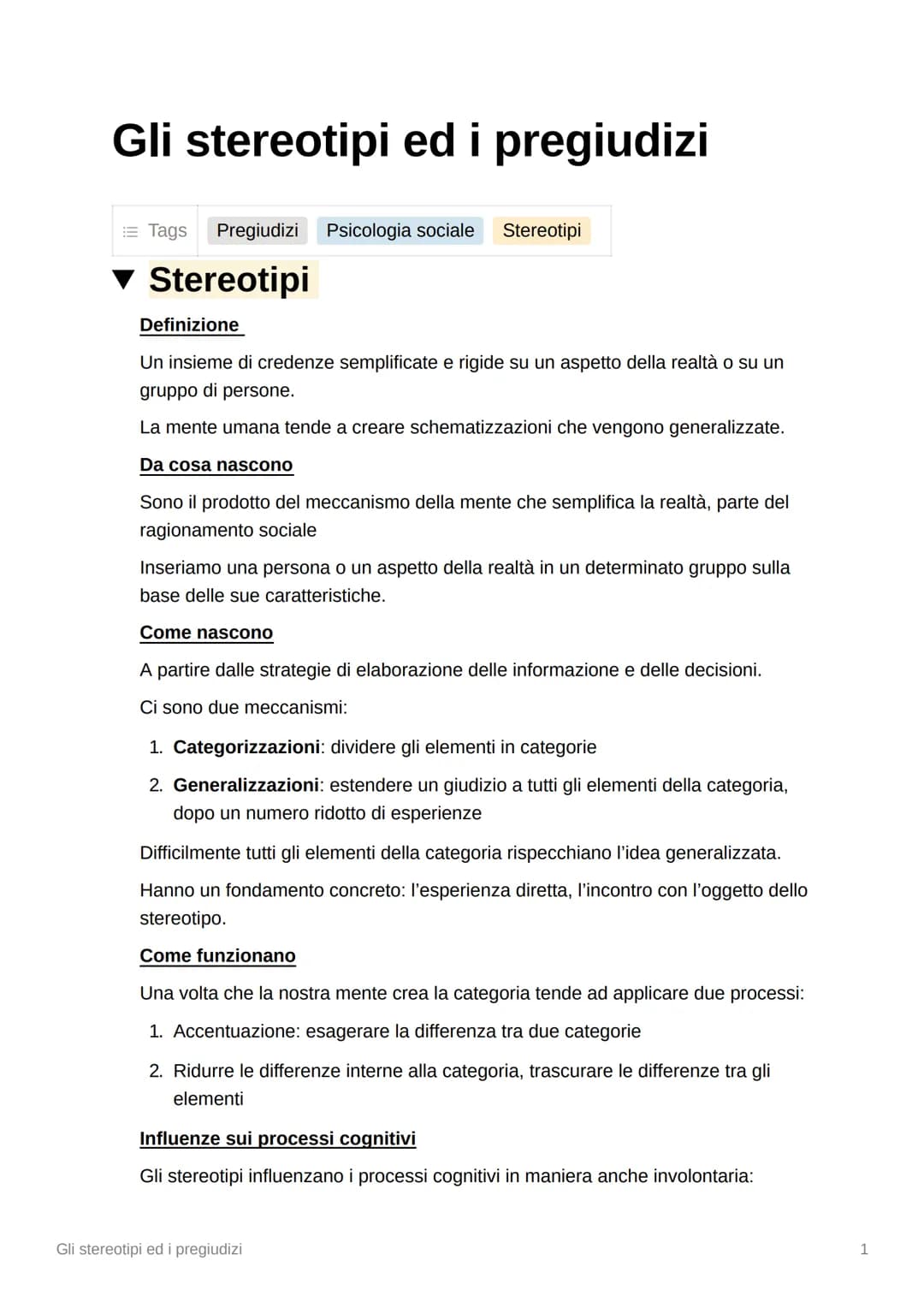 Gli stereotipi ed i pregiudizi
Tags Pregiudizi Psicologia sociale Stereotipi
▼ Stereotipi
Definizione
Un insieme di credenze semplificate e 