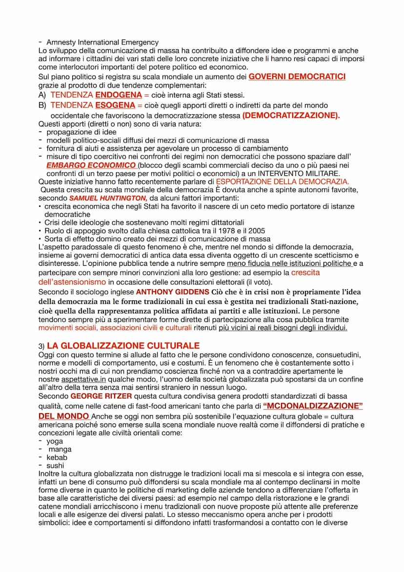 LA GLOBALIZZAZIONE
È l'insieme dei processi economici, politici e socioculturali che tendono a unificare il mondo, ad
accorciare le distanze