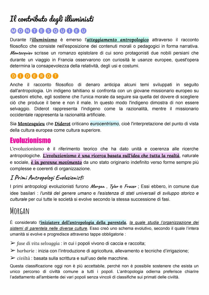 Antropologia
L'antropologia si è sviluppata nel 19 sec., e le prime indagini risalgono agli anni 50 dell'800.
↓
letteralmente scienza dell'u