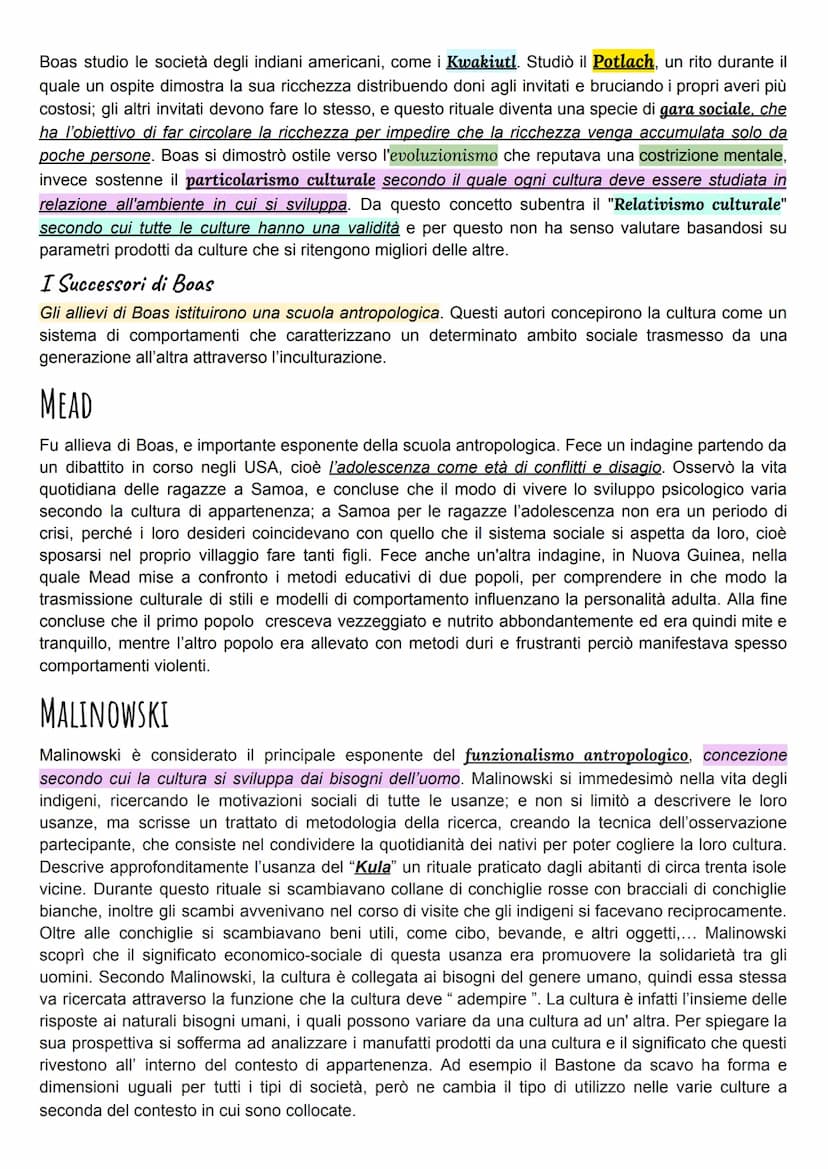 Antropologia
L'antropologia si è sviluppata nel 19 sec., e le prime indagini risalgono agli anni 50 dell'800.
↓
letteralmente scienza dell'u
