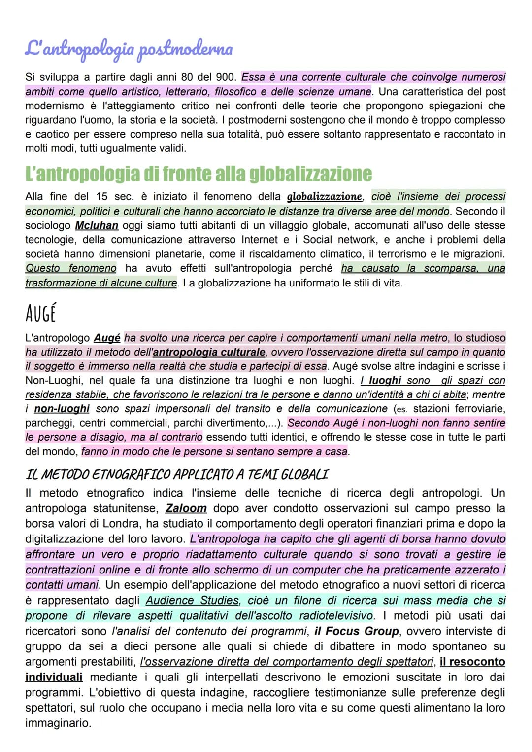 Antropologia
L'antropologia si è sviluppata nel 19 sec., e le prime indagini risalgono agli anni 50 dell'800.
↓
letteralmente scienza dell'u