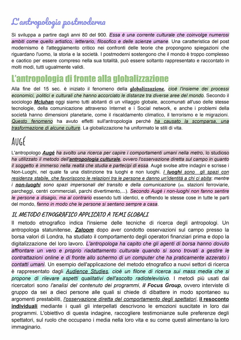 Antropologia
L'antropologia si è sviluppata nel 19 sec., e le prime indagini risalgono agli anni 50 dell'800.
↓
letteralmente scienza dell'u