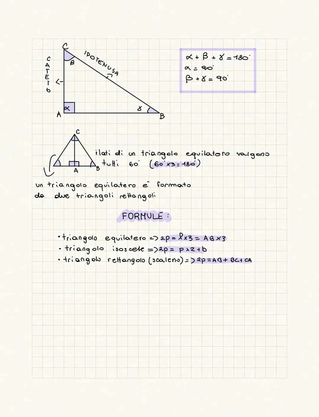 ●
A
.
I TRIANGOLI
Sono
poligoni con tre lati ed è una
parte di piano delimitata da una
spezzata chiusa di tre lati
vertice < C
●
V
angolo
in