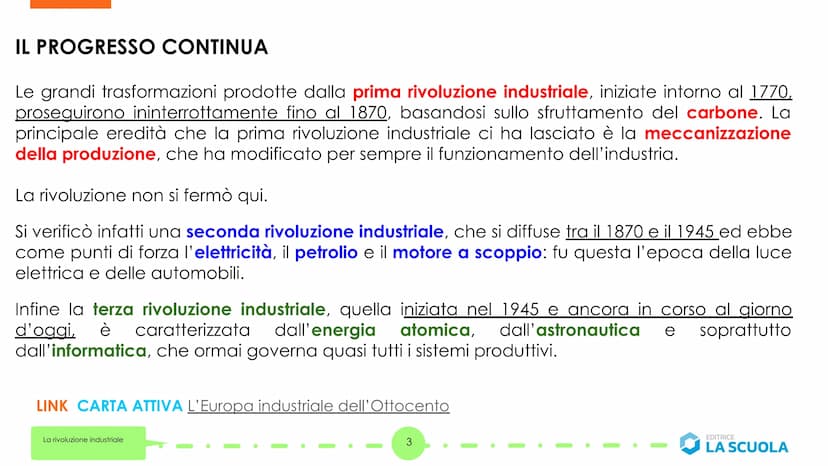 CHEES
Prima rivoluzione
industriale: 1770-1870
La rivoluzione industriale
Le rivoluzioni industriali
1
O
Seconda rivoluzione
industriale: 18