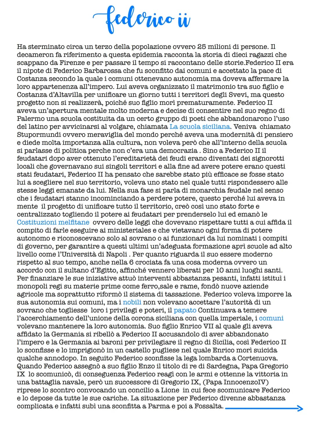 federico ii
Ha sterminato circa un terzo della popolazione ovvero 25 milioni di persone. Il
decameron fa riferimento a questa epidemia racco
