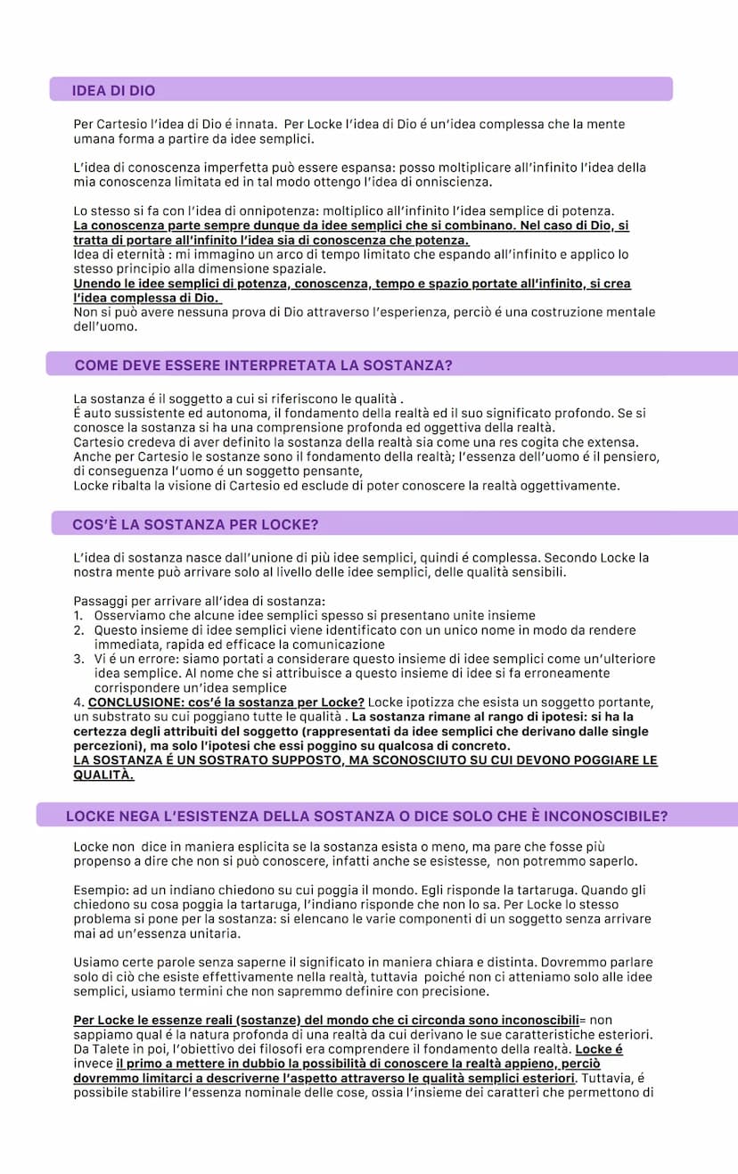 LOCKE
LA TEORIA DELLA CONOSCENZA: LOCKE vs CARTESIO
Oltre ad essere il sostenitore del liberalismo, della tolleranza é considerato il precur