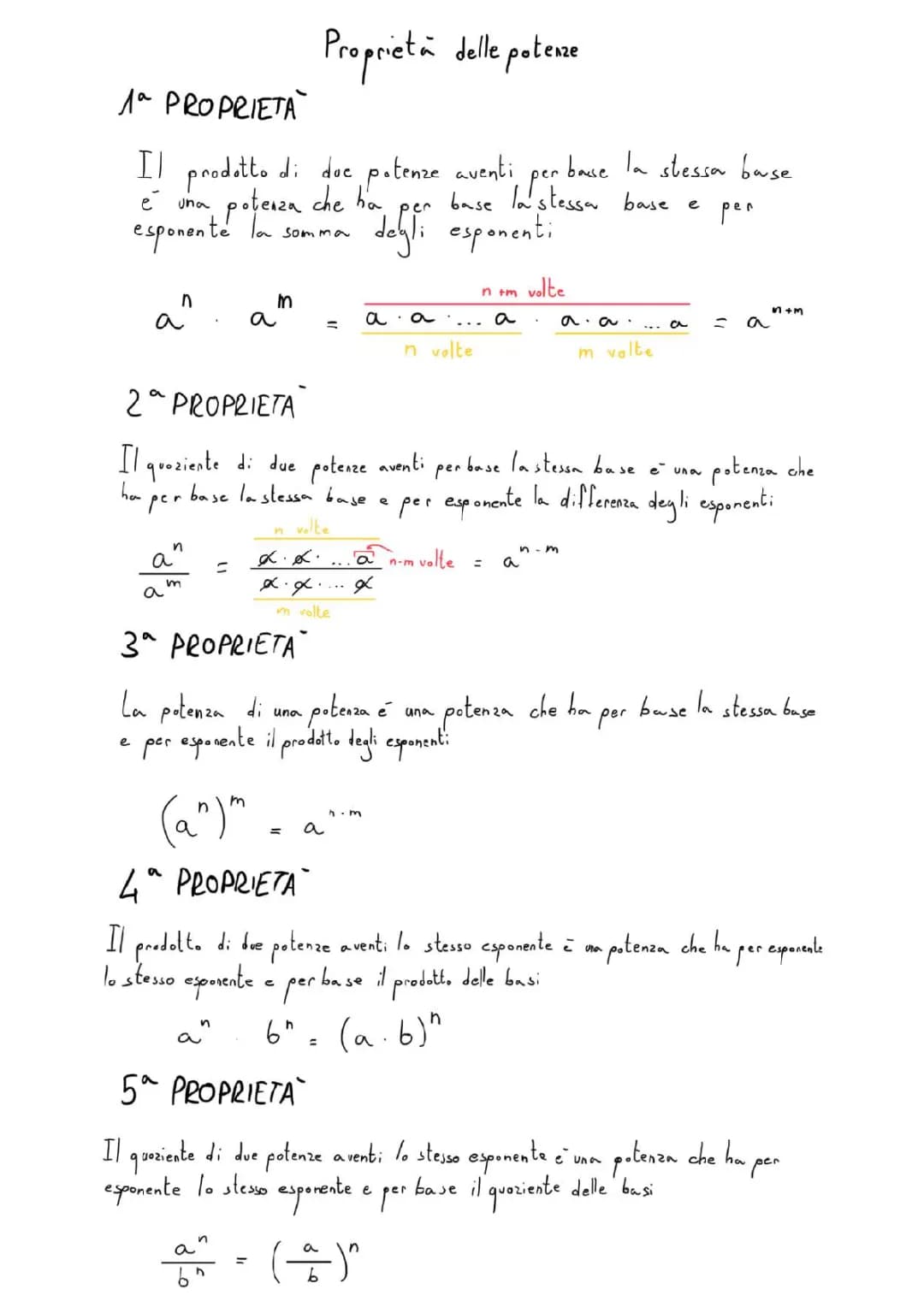 Schema Completo delle Proprietà delle Potenze  – Guida Pratica in PDF