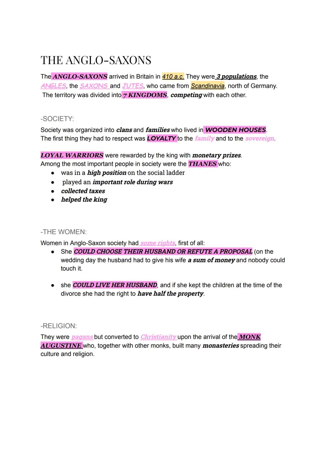 # THE ANGLO-SAXONS

The ANGLO-SAXONS arrived in Britain in 410 a.c. They were 3 populations, the
ANGLES, the SAXONS and JUTES, who came from