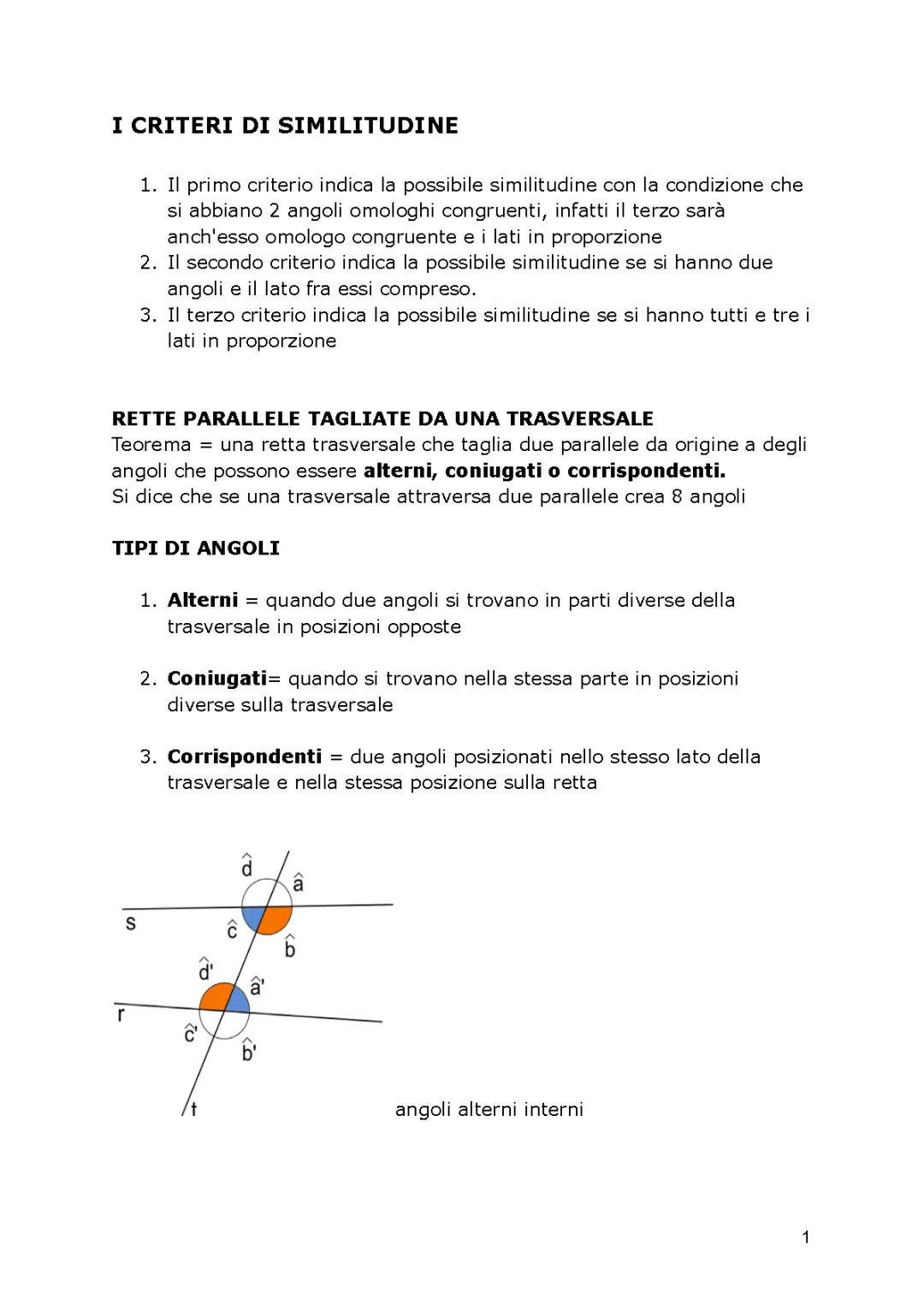 Criteri di similitudine dei triangoli: spiegazione semplice e esercizi svolti PDF