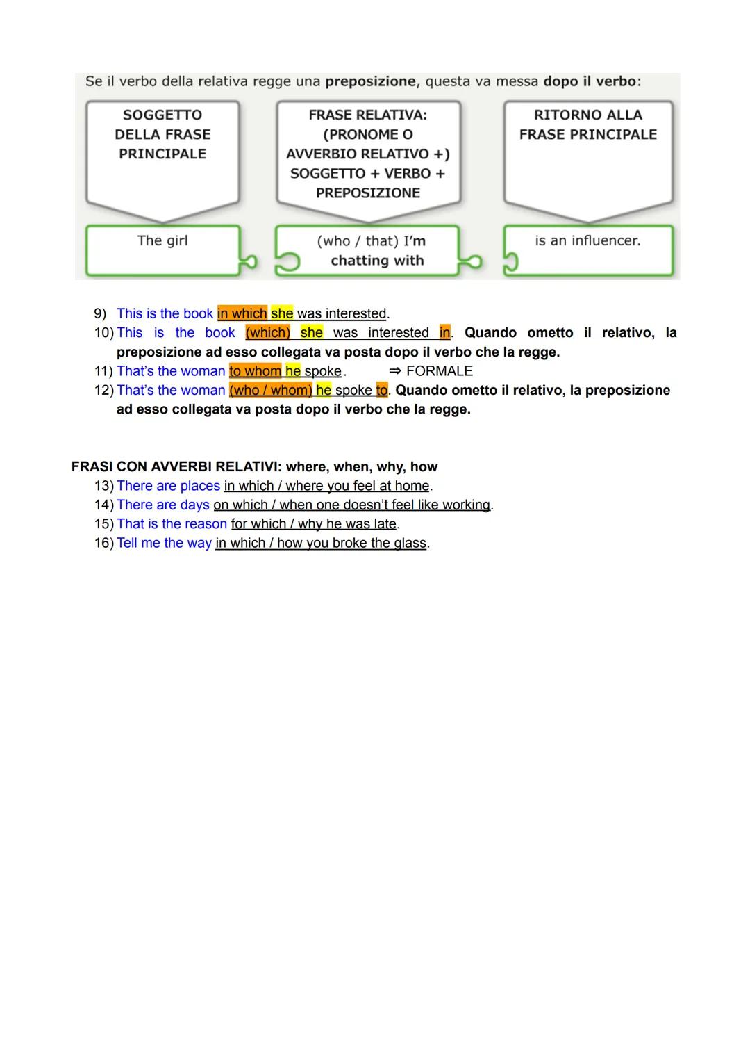 RELATIVE PRONOUNS
che, il quale, la quale, i quali, le quali, di cui, a cui, per cui, con cui, etc.

- WHO:

WHEN DO WE USE WHO?

WHO si rif