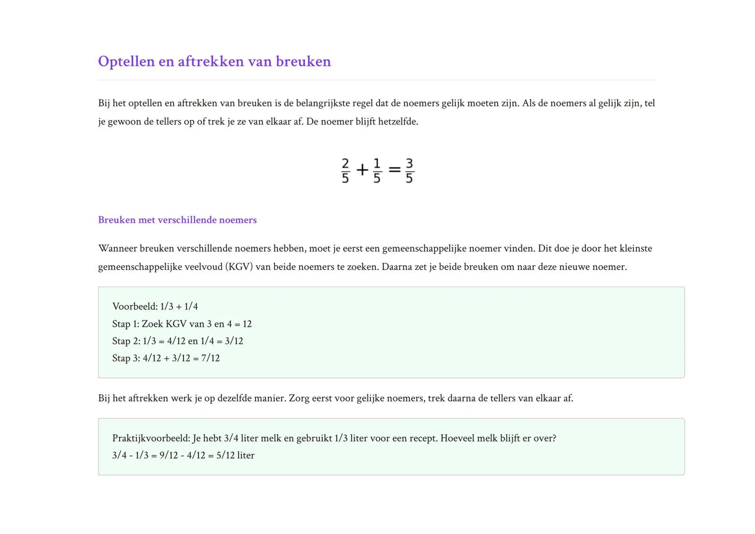 Rekenen met breuken en kommagetallen - Volledige gids
Leer optellen, aftrekken, vermenigvuldigen en delen met breuken
Rekenen  Grade 7  Neth