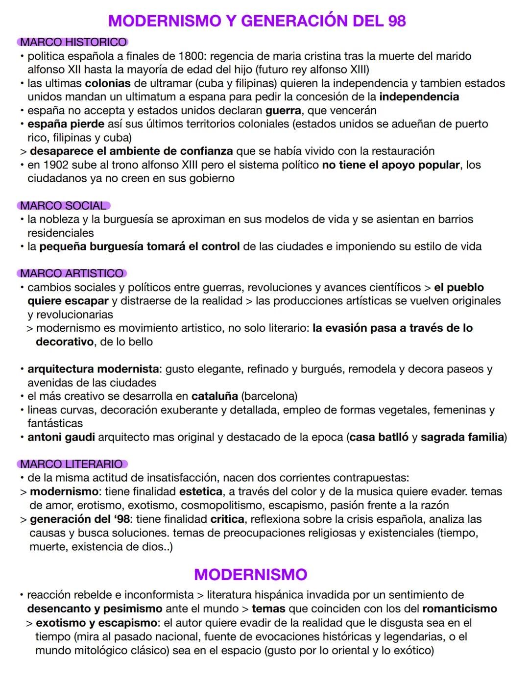  # MODERNISMO Y GENERACIÓN DEL 98

MARCO HISTORICO

• politica española a finales de 1800: regencia de maria cristina tras la muerte del mar