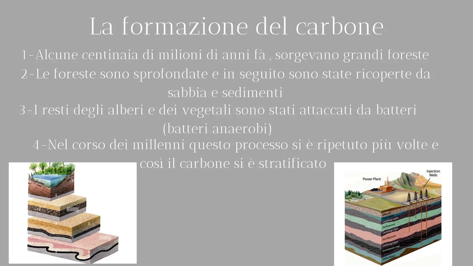 CARBONE Cos'è il carbone?
Il carbone è un combustibile fossile
e una fonte non rinnovabile
estratto da miniere sotterranee o a
cielo aperto,