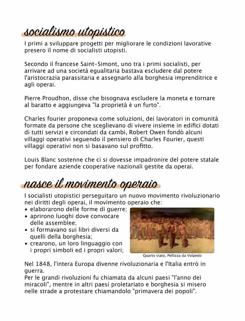 
<p>Il movimento operaio è un movimento politico e sindacale che nasce con l'obbiettivo di migliorare le condizioni lavorative degli operai 