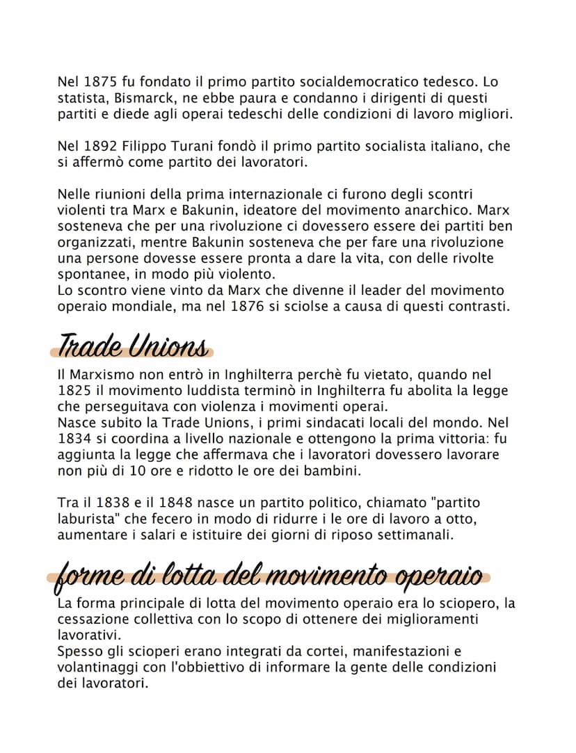 
<p>Il movimento operaio è un movimento politico e sindacale che nasce con l'obbiettivo di migliorare le condizioni lavorative degli operai 