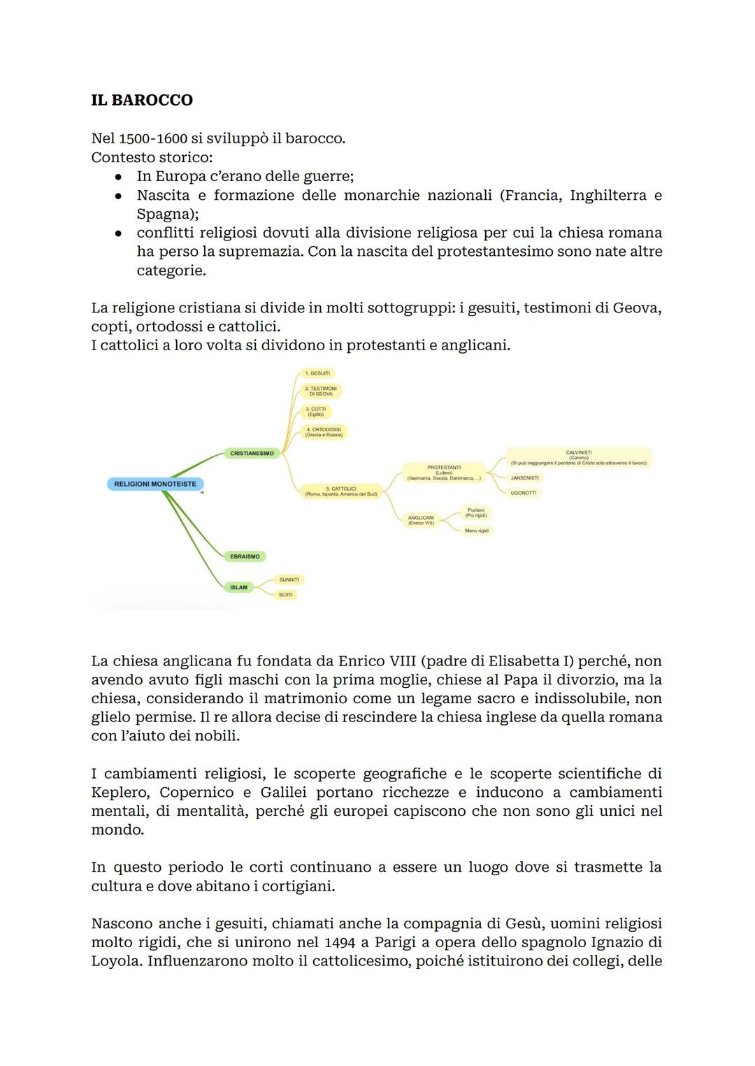 # IL BAROCCO

Nel 1500-1600 si sviluppò il barocco.
Contesto storico:
- In Europa c'erano delle guerre;
- Nascita e formazione delle monarch