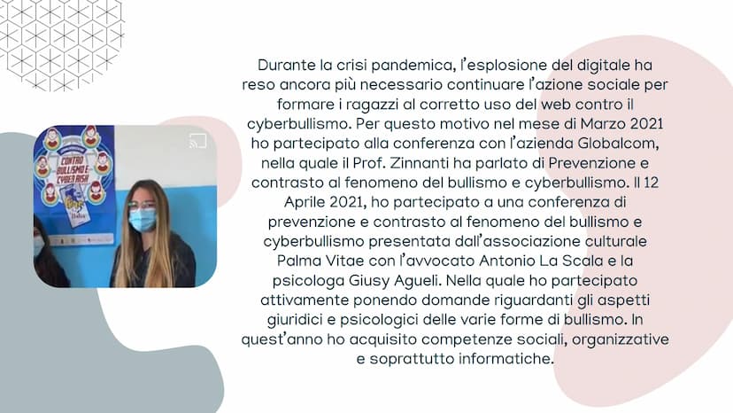 
<h2 id="candidato">Candidato</h2>
<p>Eliana Romano</p>
<h2 id="classe">Classe</h2>
<p>5°C</p>
<h2 id="annoscolastico">Anno scolastico</h2>
