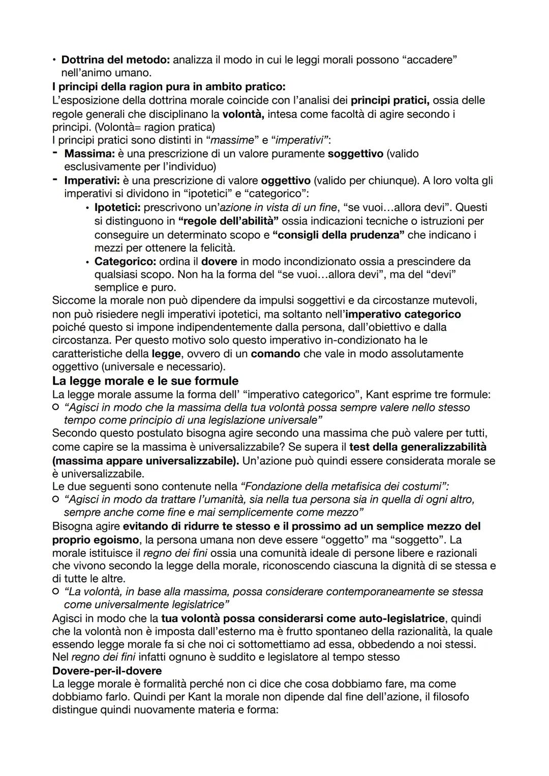 Critica della ragion pratica
Nella Critica della ragion pratica Kant analizza l'ambito morale e distingue la ragion
pratica pura ovvero quel