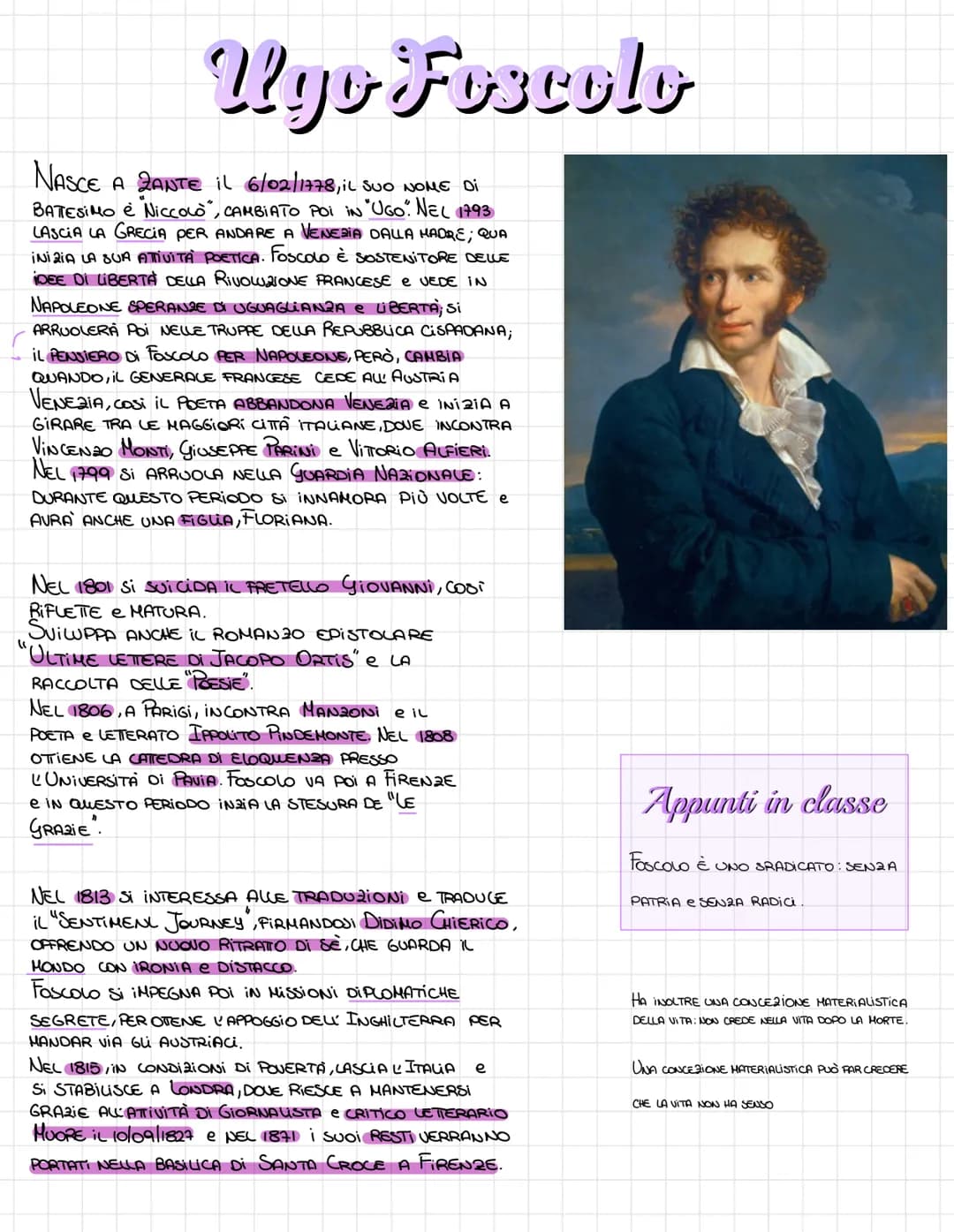 Wyo Foscolo
NASCE A ZANTE IL 6/02/1778, il SUO NOME DI
BATESIMO e Niccolò", CAMBIATO POI IN UGO". NEL 1793
LASCIA LA GRECIA PER ANDARE A VEN